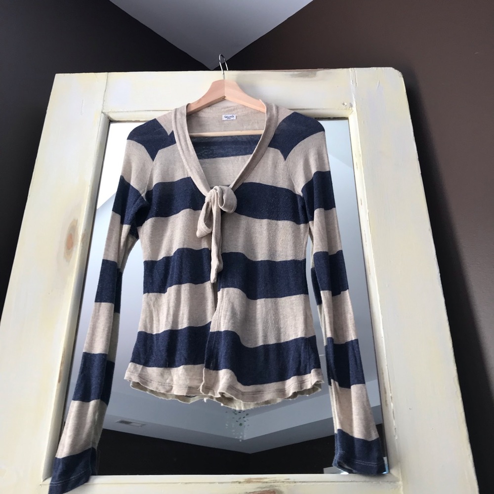 Splendid Navy and Beige Striped Sweater